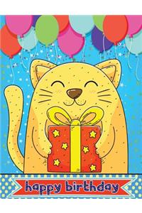 Happy Birthday Journal Notebook For Kids Funny Cat