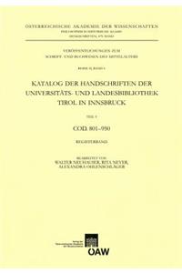 Katalog Der Handschriften Der Universiats- Und Landesbibliothek Tirol in Innsbruck. Teil 9