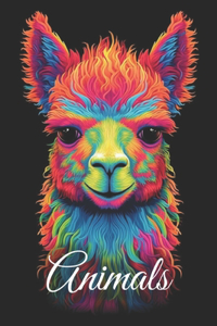 Animals with black Background - coloring book for adults