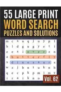 55 Large Print Word Search Puzzles and Solutions