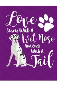 Love Starts With A Wet Nose And Ends With A Tail