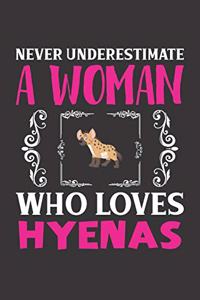 Never Underestimate A Woman Who Loves Hyenas: Hyenas Lovers Girl Women Dot Grid Journal Notebook 6x9 120 Pages