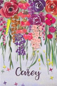 Carey: Personalized Lined Journal - Colorful Floral Waterfall (Customized Name Gifts)