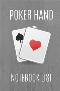 Poker Hand Notebook List