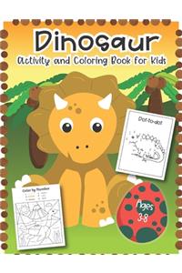 Dinosaur Activity and Coloring Book for kids ages 3-8