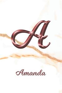 Amanda: Sketchbook - Blank Imaginative Sketch Book Paper - Letter A Rose Gold White Marble Pink Effect Cover - Teach & Practice Drawing for Experienced & As