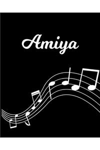 Amiya: Sheet Music Note Manuscript Notebook Paper - Personalized Custom First Name Initial A - Musician Composer Instrument Composition Book - 12 Staves a 