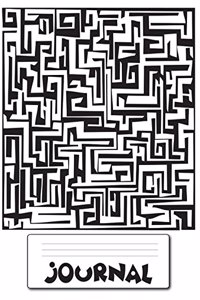 Labyrinth Maze Black and White - Composition Notebook with Journal Paper