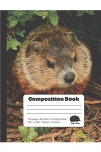Serious Groundhog - College Ruled Composition Book