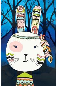 Journal Notebook Tribal Rabbit In Night Forest