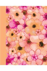Sketch Journal: Watercolor Flower Petals (Orange) 8x10 - Pages Are Lightly Lined with Extra Wide Right Margins for Sketching, Drawing, and Writing