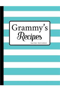 Grammy's Recipes Aqua Stripe Blank Cookbook