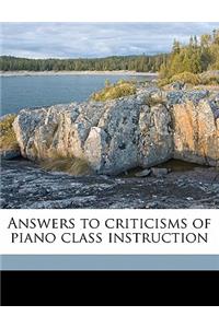 Answers to Criticisms of Piano Class Instruction