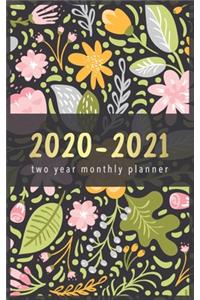 2020-2021 Two Year Monthly Planner: Flower Design - 2 Year Pocket Planner Calendar 5x8 inches Jan 2020 to Dec 2021 with Phone Book - Personal Planner 24 Months Monthly View Notebook Or