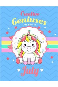 Unicorn Composition Notebook Creative Geniuses Are Born In July
