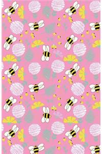 Journal Notebook Bees and Clover Pattern - Pink