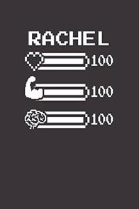 Rachel: Pixel Retro Game 8 Bit Design Blank Composition Notebook College Ruled, Name Personalized for Girls & Women. Gaming Desk Stuff for Gamer Girls. Funn