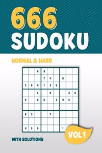 666 Sudoku: Puzzle book with 666 Normal & Hard Sudoku Puzzles in 9x9 with Solutions - 8,5 x 11 Inch - Vol 1