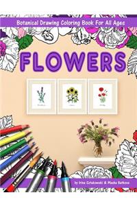 Flowers Coloring Book with Botanical Drawing