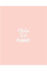 Greta 2019 Planner: Calendar with Daily Task Checklist, Organizer, Journal Notebook and Initial Name on Plain Color Cover (Jan Through Dec), Greta 2019 Planner