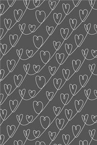 Journal Notebook White Scribbly Hearts Pattern 8
