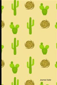 Journal Daily: Cactus Print, Lined Blank Journal Book, 6 X 9, 150 Pages, Paperback,6