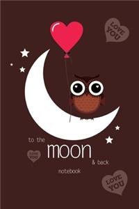 To The Moon and Back Notebook, Blank Write-in Journal, Dotted Lines, Wide Ruled, Medium (A5) 6 x 9 In (Brown)