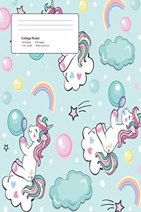 Unicorn Bubble Composition College Ruled Book (7.44 x 9.69) 200 pages V15