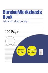 Cursive Worksheets Book (Advanced 13 lines per page)