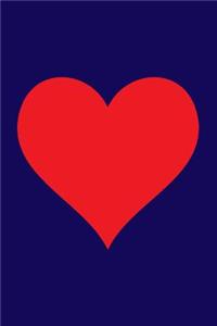 Blank Notebook - 100 Pages - Red Heart on Navy Blue