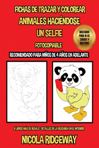 Fichas de trazar y colorear (Animales Haciéndose un Selfie)