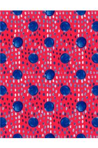 Big Fat Journal Notebook Indigo Blue Ink Spots and Dots on Red