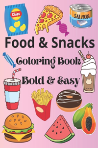 Food & Snacks Coloring Book Bold & Easy