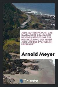 Jesu Muttersprache; Das Galiläische Aramaisch in Seiner Bedeutung Für Die Erklärung Der Reden Jesu Und Der Evangelien Überhaupt