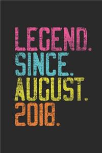 Legend Since August 2018: Dotted Bullet Grid Notebook / Journal (6 X 9) - 1st years old Birthday Gift and Anniversary Gift for Women and Men