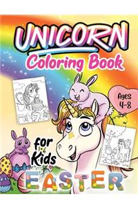 Unicorn Easter Coloring Book for Kids Ages 4-8