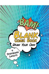 Blank Comic Book Draw Your Own 4 Storyboard Layouts