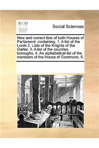 New and Correct Lists of Both Houses of Parliament