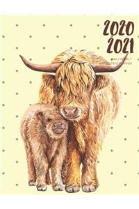 Daily Planner 2020-2021 Watercolor Yak Cub 15 Months Gratitude Hourly Appointment Calendar: Academic Hourly Organizer In 15 Minutes Interval; Monthly & Weekly Journal Diary With Address Book & Password Log; Jan 2020 To Mar 2021 With Julian 