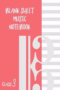 Blank Sheet Music Composition Manuscript Staff Paper Art Music CLASS 3 Notebook Pink Cover