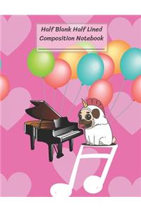 Half Blank Half Lined Composition Notebook