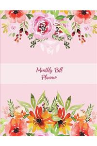 Monthly Bill Planner: Pink Book Floral Design, Bill Pay Planner, Bill Pay Checklist Large Print 8.5" x 11" Financial Money Planning, Monthly Bill Payment Planner, Bill Re