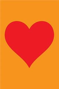 Blank Notebook - 100 Pages - Red Heart on Orange