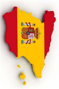 The Flag of Spain Filled into a Polish Country Map Outline Map