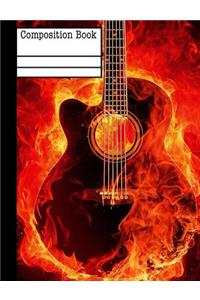 Guitar On Fire Composition Notebook - College Ruled