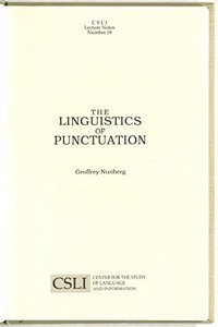 The Linguistics of Punctuation