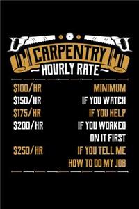 Carpentry Hourly Rate $100/HR Minimum $150/HR If You Watch $175/HR If You Help $200/HR If You Worked On It First $250/HR If You Tell Me How to Do My Job