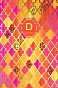 D - Initial Monogram Journal - Dot Grid, Moroccan Orange Pink: Soft Cover, Large 8.5 X 11