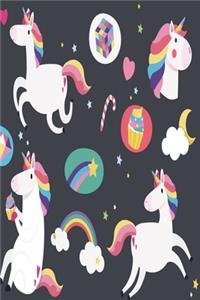 Colorful unicorn with sweets notebook