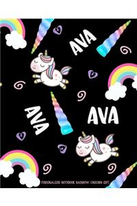 Ava Personalized Notebook Rainbow Unicorn Gift